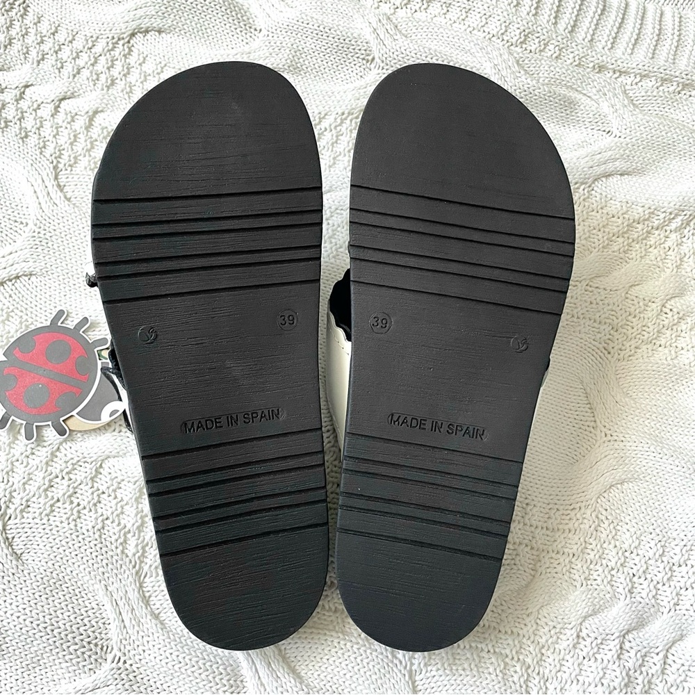 NWT Yokono Leather Slide Sandals Black White Spain Size 9 - Picture 7 of 7